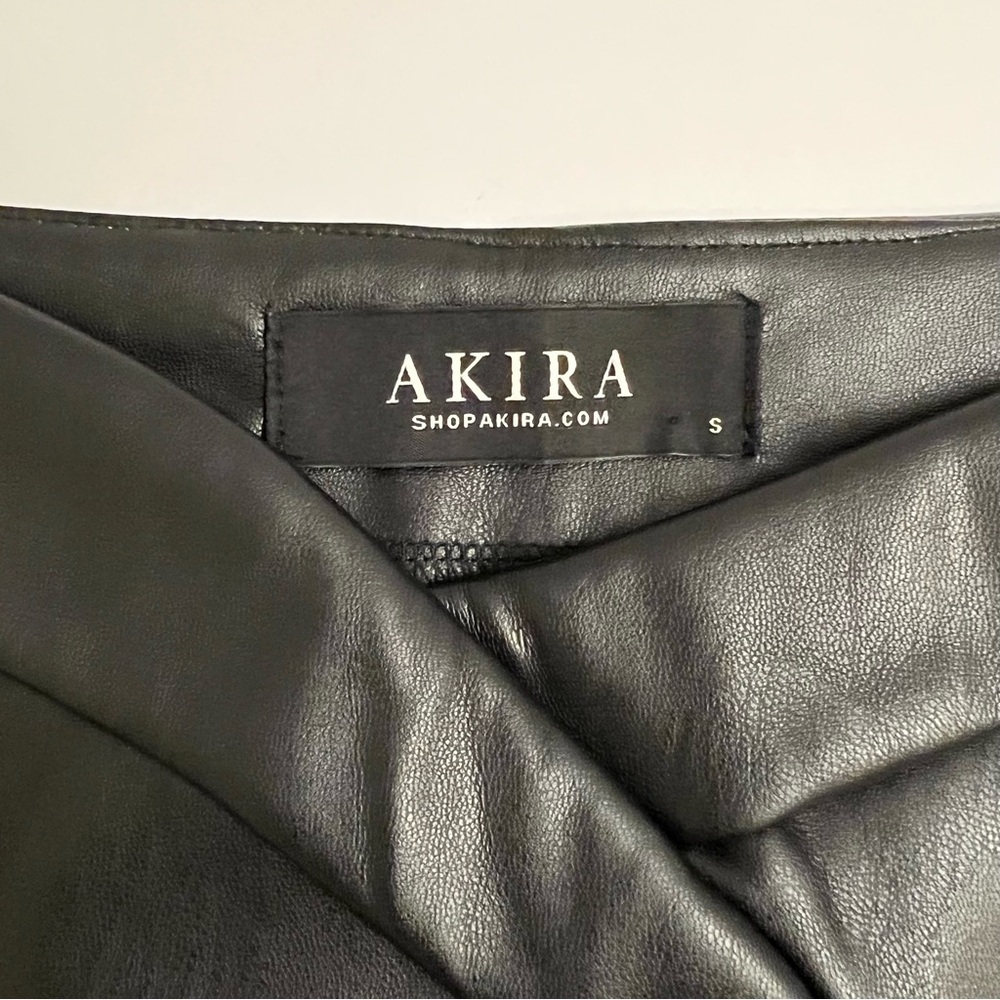 AKIRA Faux Leather Crossover Front Mini Skirt-Black - Picture 5 of 12